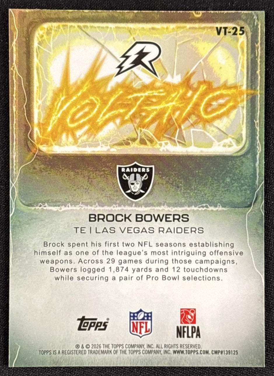 Brock Bowers 2025 Topps Resurgence Voltaic Raiders