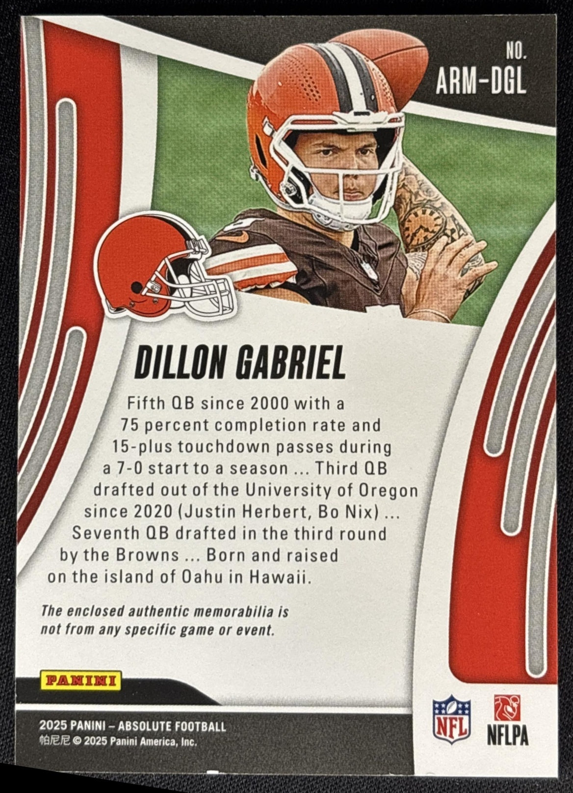 Dillon Gabriel 2025 Panini Absolute Rookie Materials