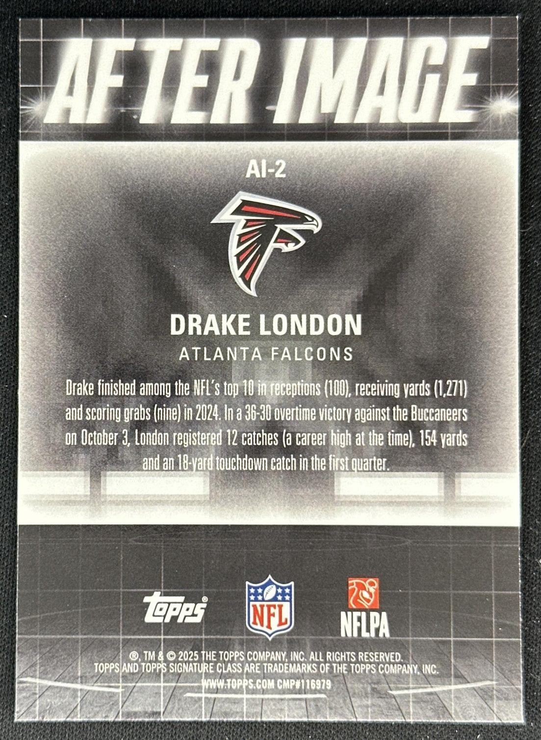Drake London 2025 Topps Signature Class After Image Falcons back