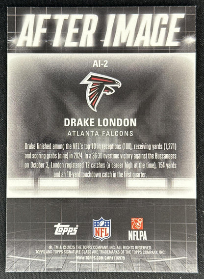 Drake London 2025 Topps Signature Class After Image Falcons back