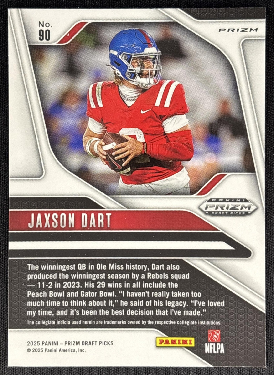 Jaxson Dart 2025 Panini Prizm Draft Picks Red Ice Rebels Sports Trading Card