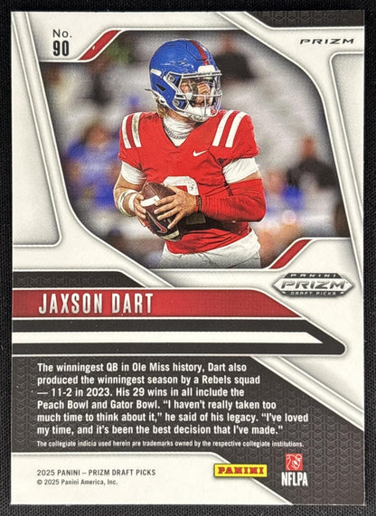Jaxson Dart 2025 Panini Prizm Draft Picks Red Ice Rebels Sports Trading Card