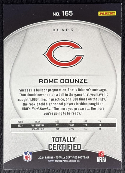 Rome Odunze 2024 Panini Totally Certified Rookies Mirror Maroon Bears Sports Trading Cards