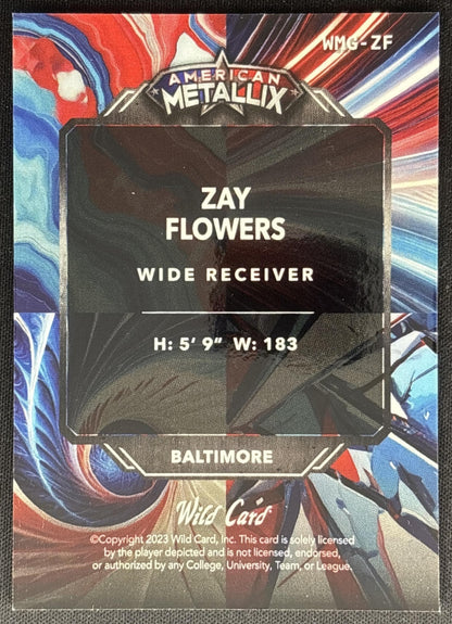 Zay Flowers 2023 American Metallix WildGlass Blue /10 Ravens Sports Trading Card