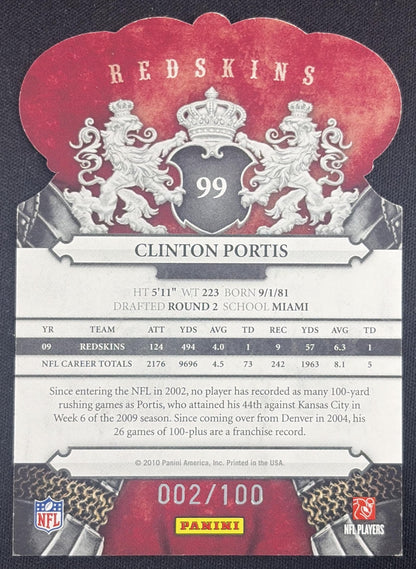Clinton Portis 2010 Panini Crown Royale Blue /100 Redskins