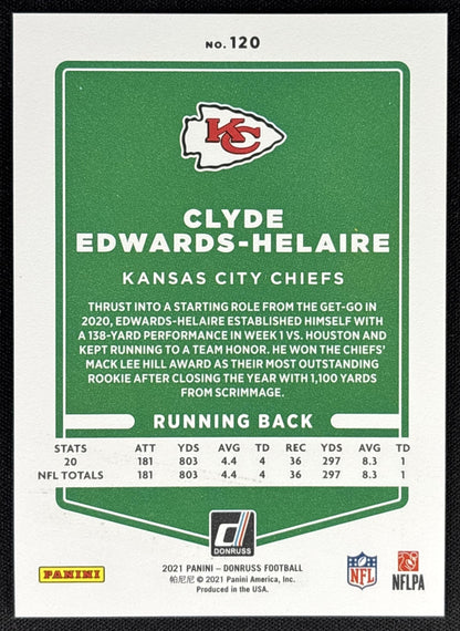 Clyde Edwards-Helaire 2021 Panini Donruss Press Proof Premium Chiefs Sports Trading Card