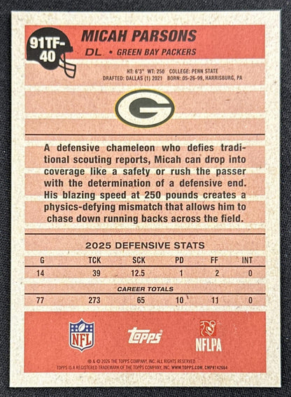 Micah Parsons 2026 Topps Flagship 1991 Packers