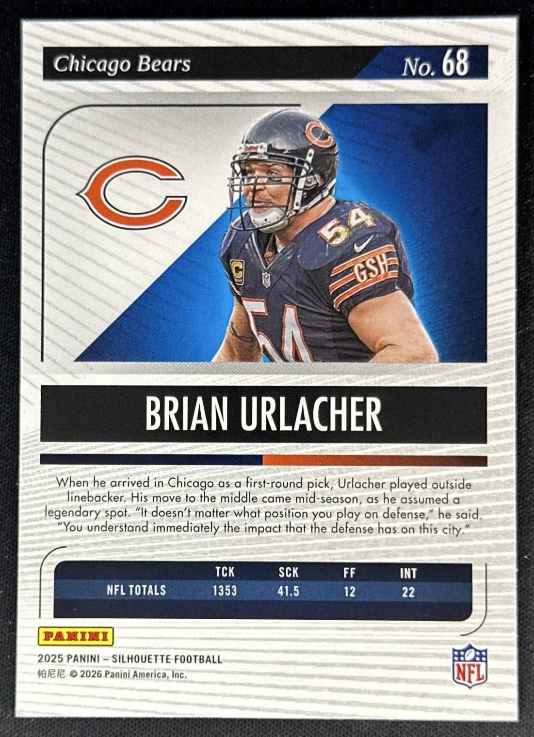 Brian Urlacher 2025 Panini Silhouette Bears