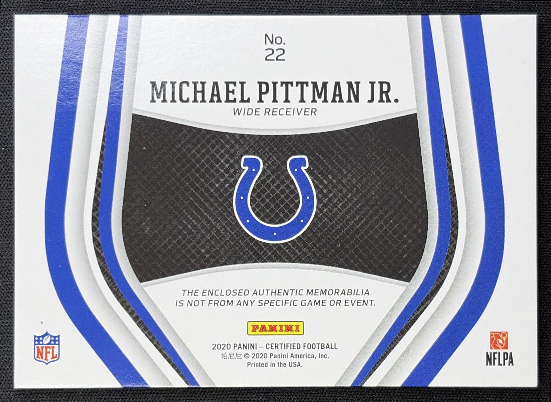 Michael Pittman Jr. 2020 Panini Certified New Generation Jerseys Mirror Orange /299 Colts - back