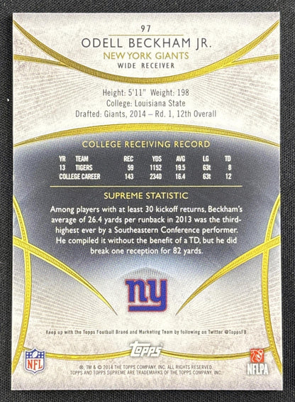 Odell Beckham Jr. 2014 Topps Supreme Gold /50 Giants