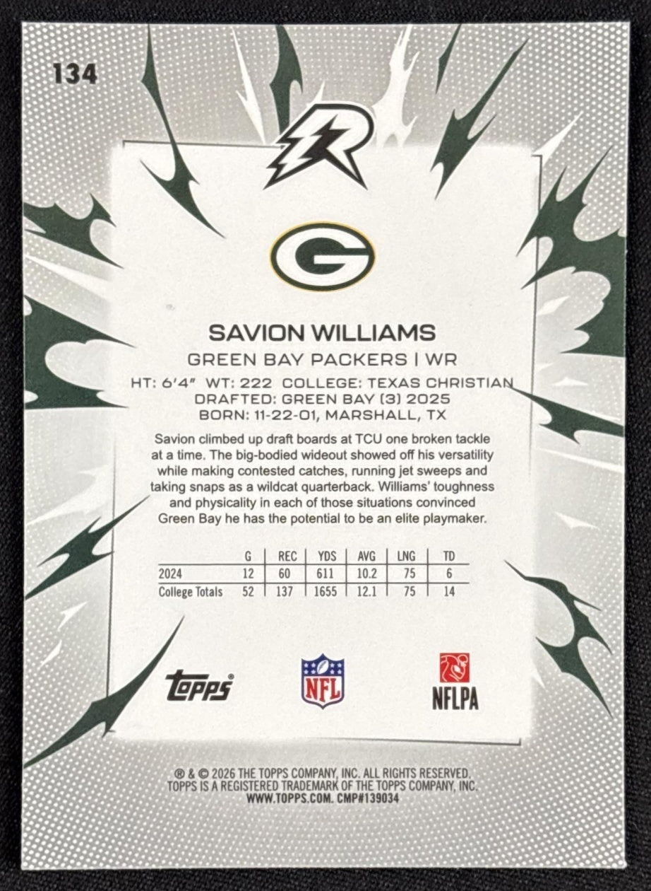 Savion Williams 2025 Topps Resurgence Packers