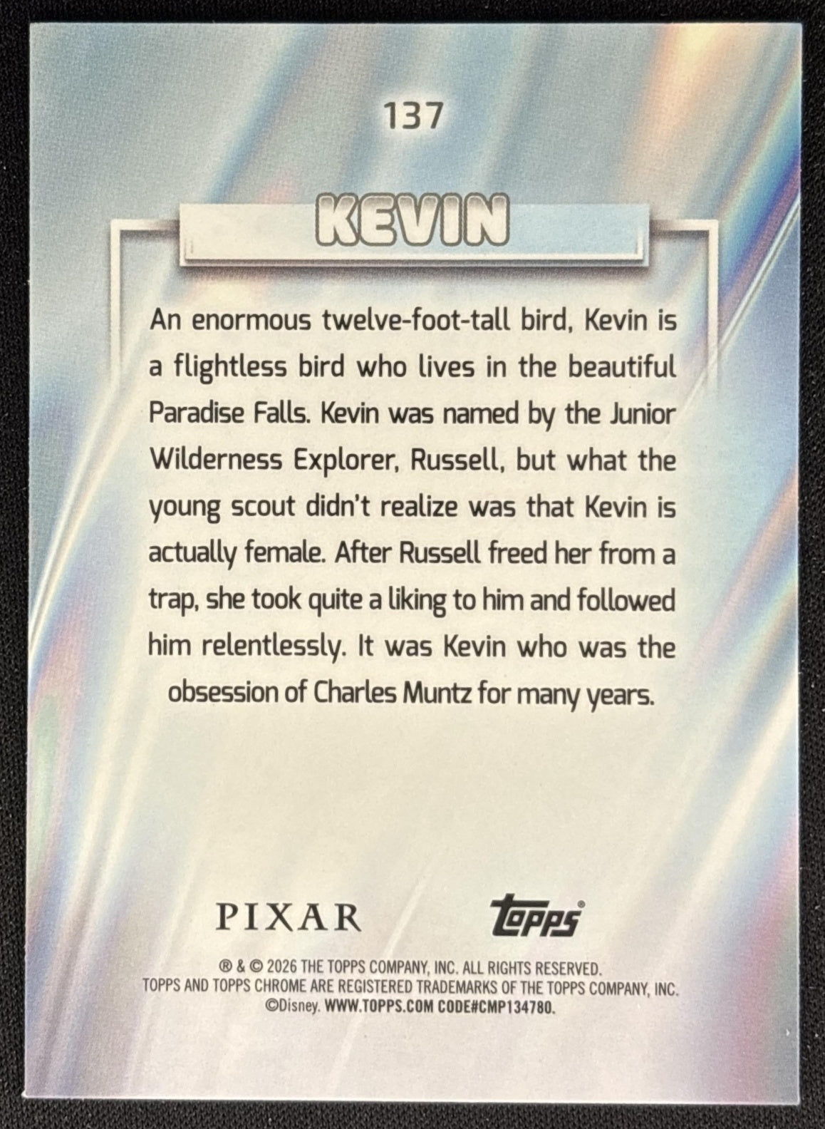 Kevin 2026 Topps Chrome Disney Up back