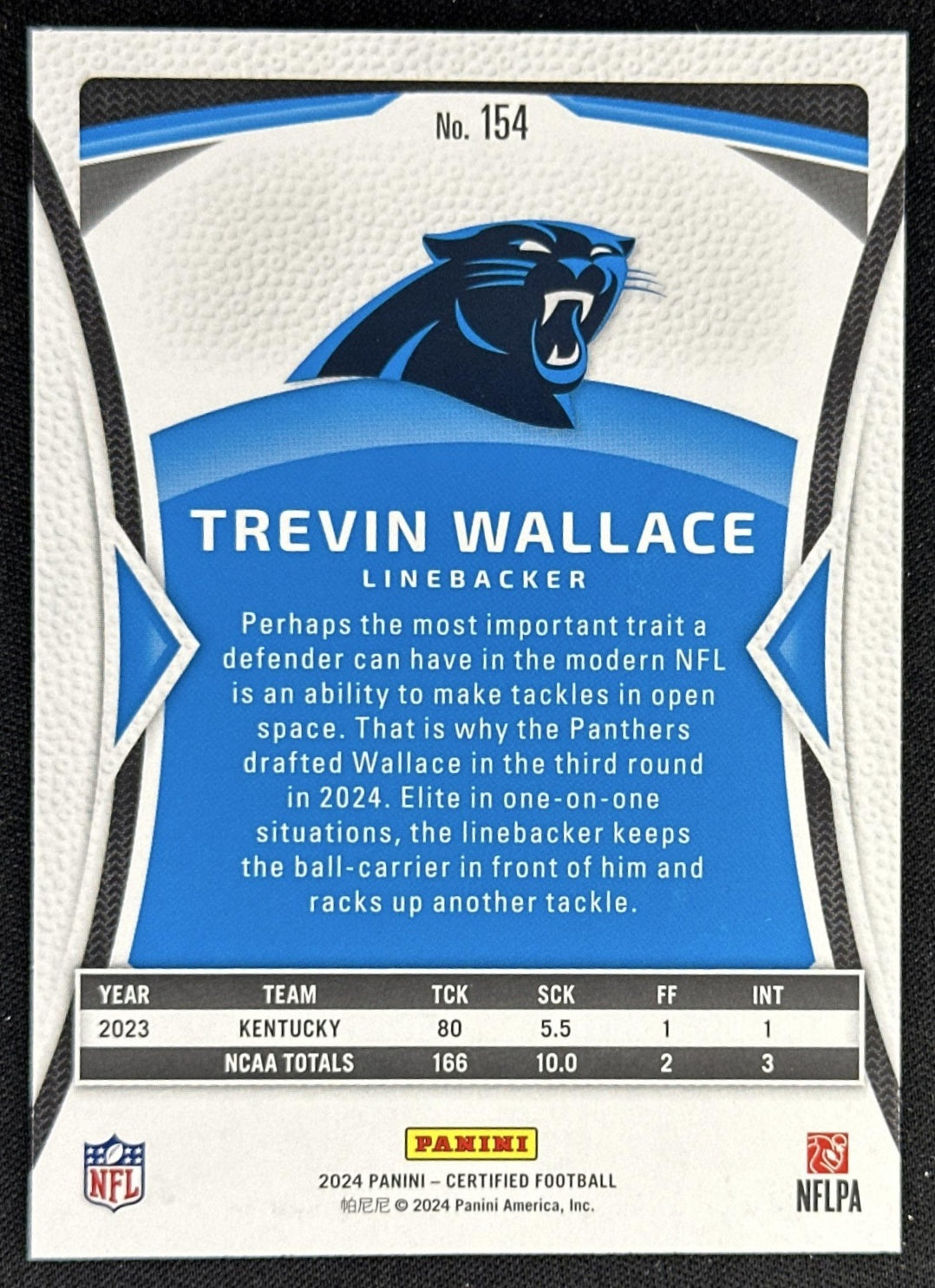 Trevin Wallace 2024 Panini Certified Rookies /400 Panthers