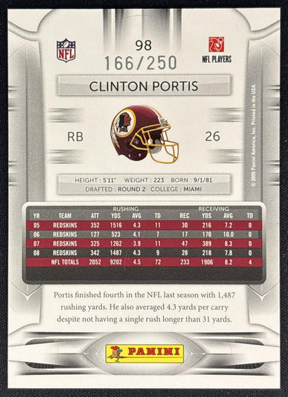 Clinton Portis 2009 Panini Playoff Prestige Xtra Points Gold /250 Redskins back