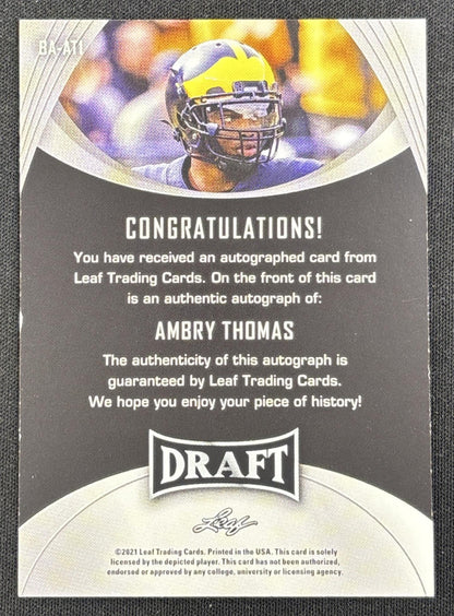 Ambry Thomas 2021 Leaf Draft Auto Wolverines
