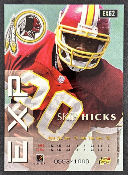 Skip Hicks 1999 Playoff Prestige EXP Reflections Gold /1000 Redskins Commanders back