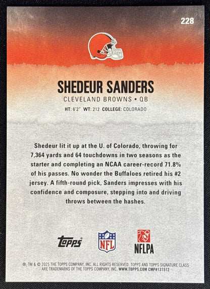 Shedeur Sanders 2025 Topps Signature Class Rookie Browns