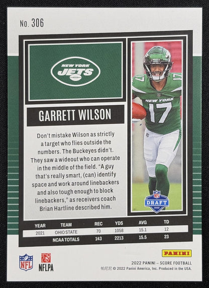 Garrett Wilson 2022 Panini Score Stars /399 Jets