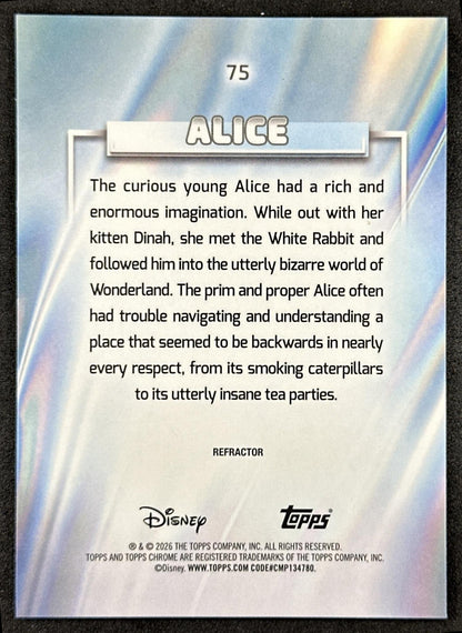Alice 2026 Topps Chrome Disney Refractor in Wonderland Back
