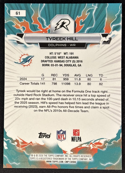 Tyreek Hill 2025 Topps Resurgence Dolphins Miami Dolphins back