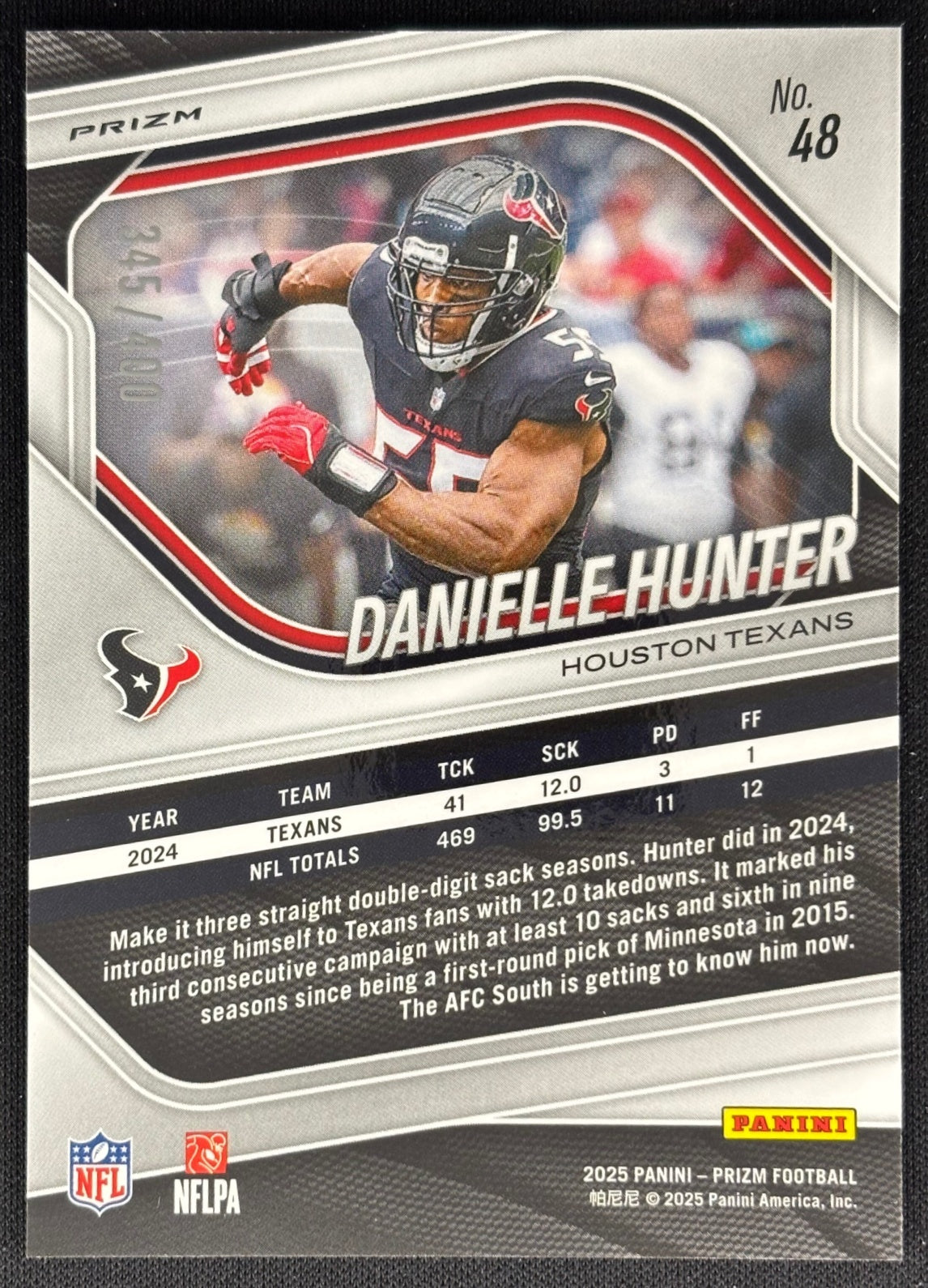Danielle Hunter 2025 Prizm Pandora /400 Texans Sports Trading Cards