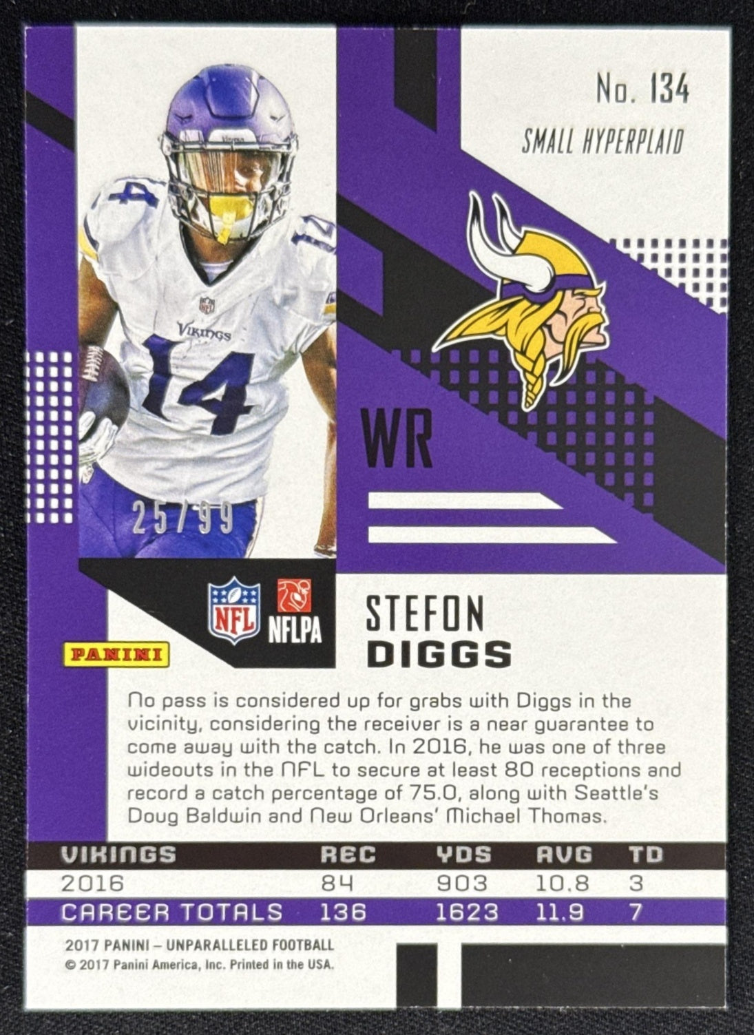 Stefon Diggs 2017 Panini Unparalleled Purple /99 Vikings