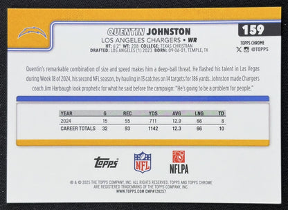 Quentin Johnston 2025 Topps Chrome Gold Geometric Refractor /50 Chargers Los Angeles Chargers
