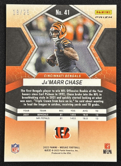 Ja'Marr Chase 2022 Panini Mosaic White /25 Bengals back