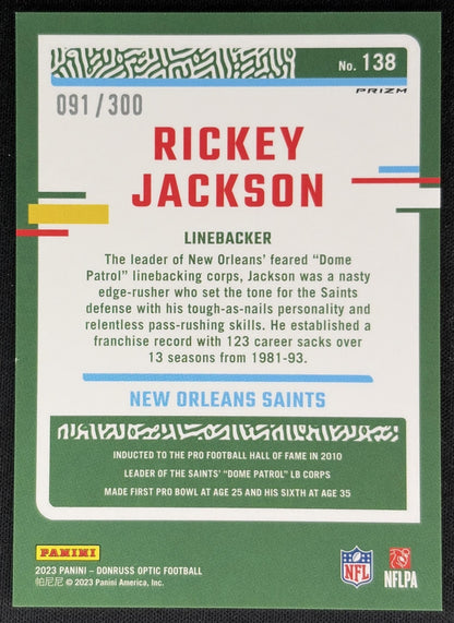 Rickey Jackson 2023 Panini Donruss Optic Wave Prizm /300 Saints back