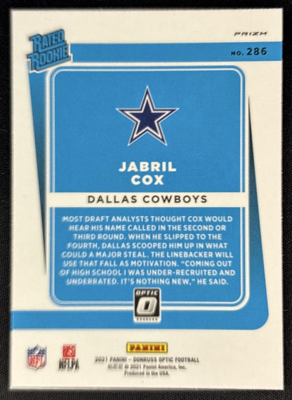 Jabril Cox 2021 Panini Donruss Optic Pink Cowboys