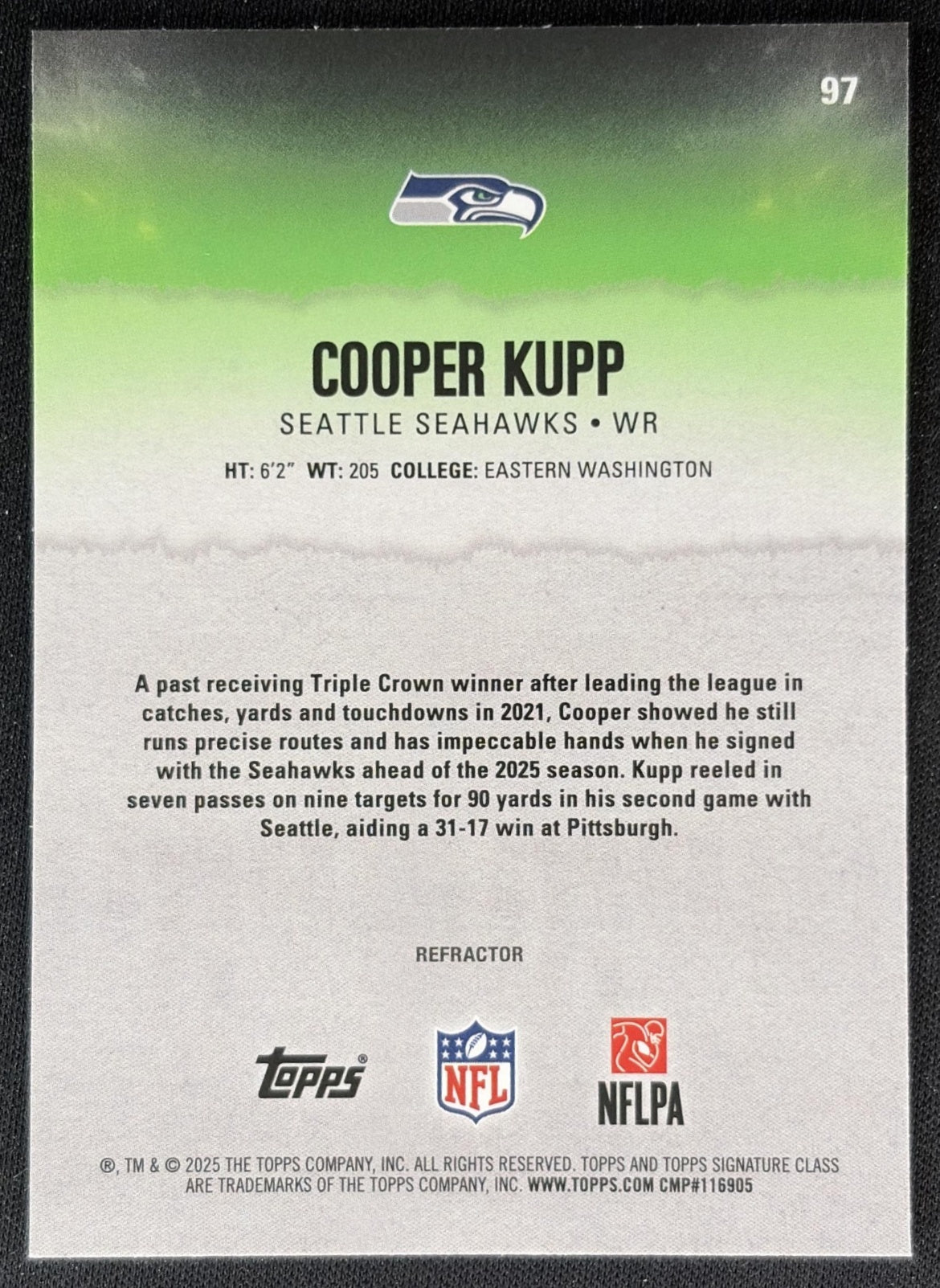 Cooper Kupp 2025 Topps Signature Class Chrome Veteran White Refractor Seahawks