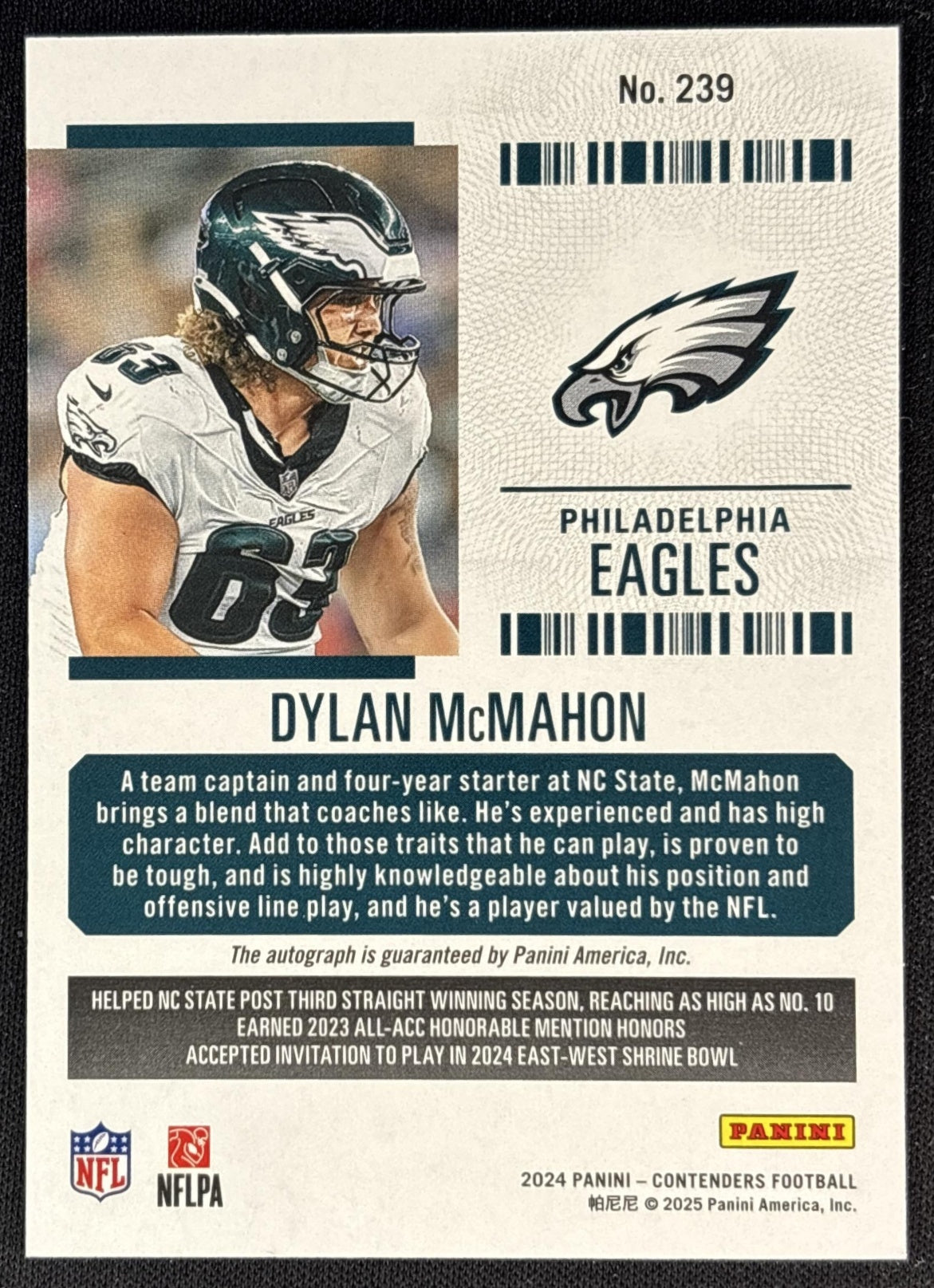 Dylan McMahon 2024 Panini Contenders Rookie Ticket Auto