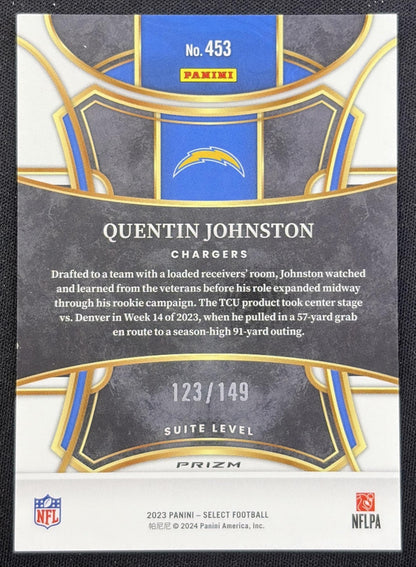 Quentin Johnston 2023 Panini Select Tri Color Prizms /149 Chargers Los Angeles Chargers