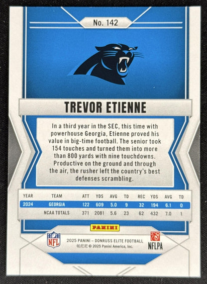 Trevor Etienne 2025 Panini Donruss Elite Rookies /999 Panthers Sports Trading Card