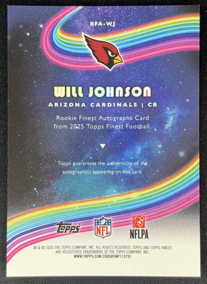 Will Johnson 2025 Topps Finest Rookie Auto Cardinals Football