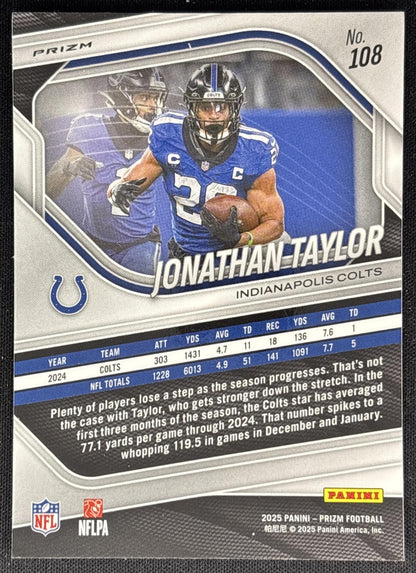 Jonathan Taylor 2025 Panini Prizm Lazer Colts Sports Trading Cards