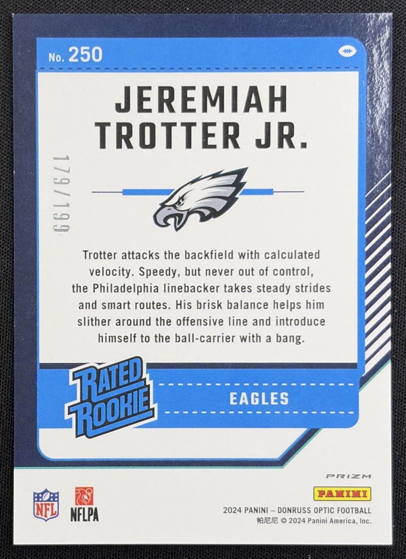 Jeremiah Trotter Jr. 2024 Panini Donruss Optic Blue /199 Eagles