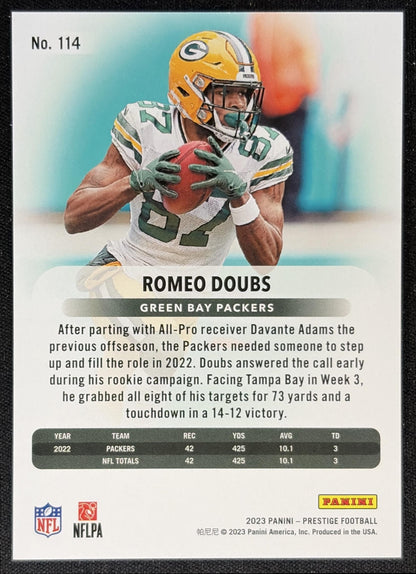 Romeo Doubs 2023 Panini Prestige Xtra Points Premium Red /399 Packers