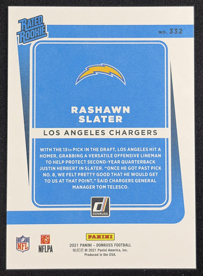 Rashawn Slater 2021 Panini Donruss Press Proof Premium Chargers Sports Trading Card
