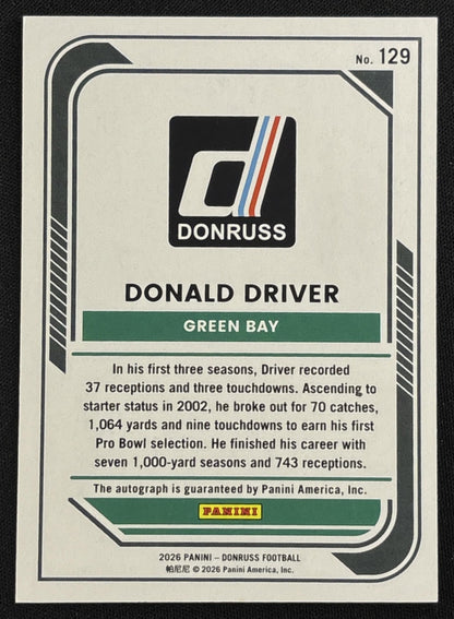 Donald Driver 2026 Panini Donruss Auto /99 Packers Sports Trading Card