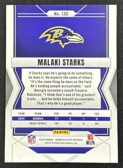 Malaki Starks 2025 Panini Donruss Elite Rookies Aspirations Red /76 Ravens