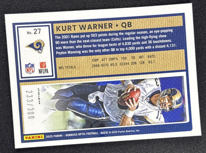 Kurt Warner 2025 Panini Donruss Optic Wave Prizm /300 Rams