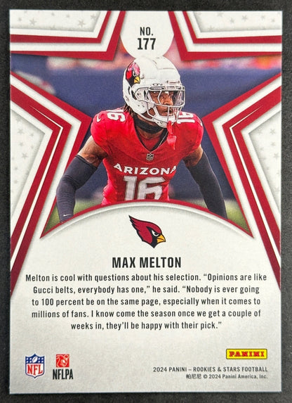 Max Melton 2024 Panini Rookies & Stars Cardinals Sports Trading Cards