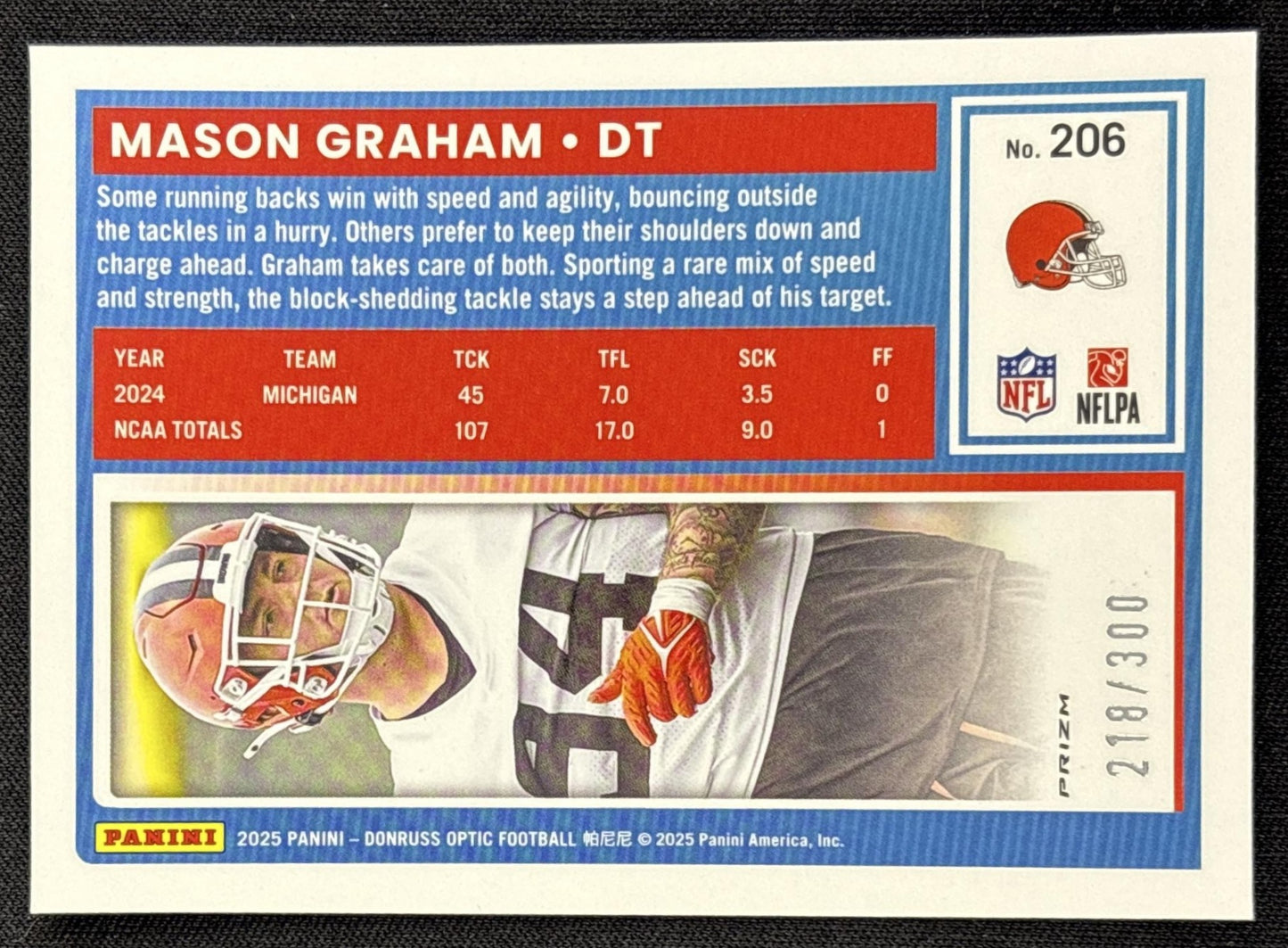 Mason Graham 2025 Panini Donruss Optic Rated Rookie Wave Prizm /300 Browns