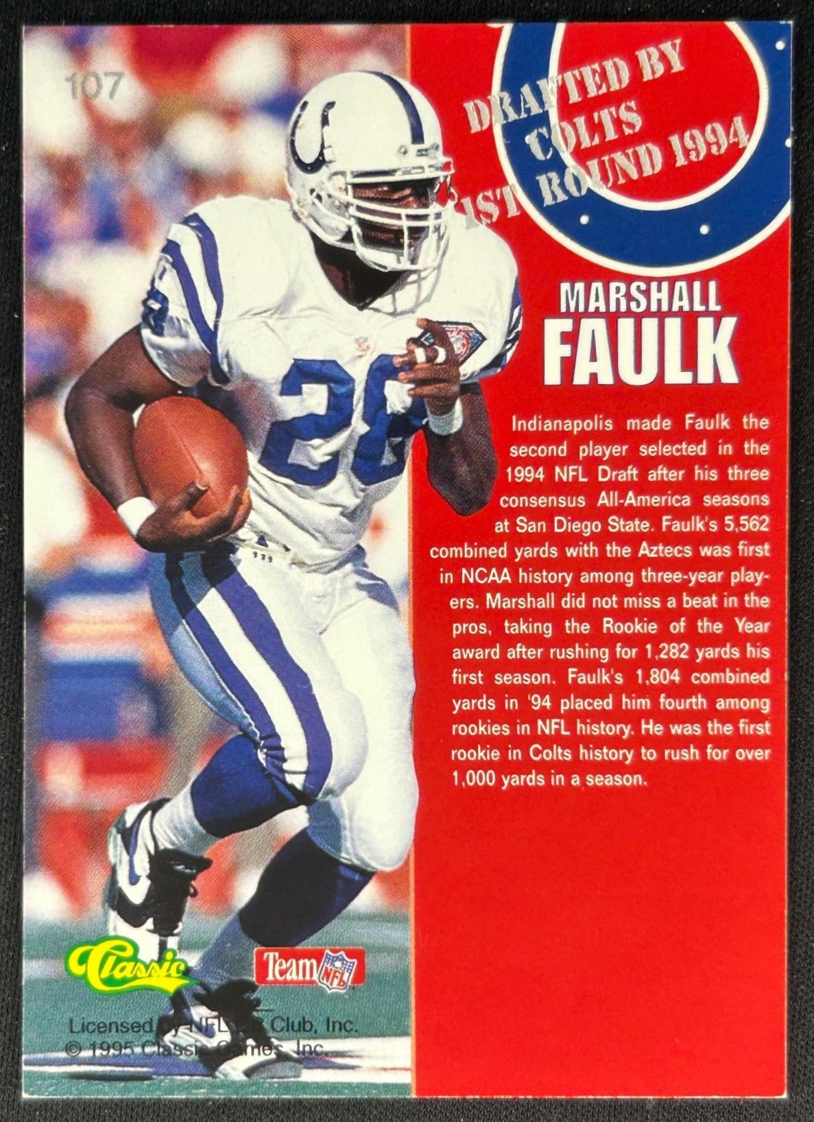 Marshall Faulk 1995 NFL Rookies Colts
