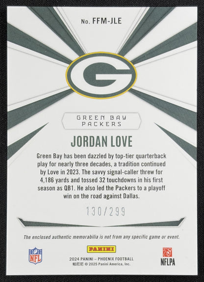 Jordan Love 2024 Panini Phoenix Franchise Future Material /299 Packers