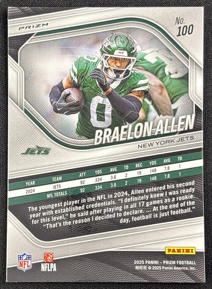 Braelon Allen 2025 Panini Prizm No Huddle Jets