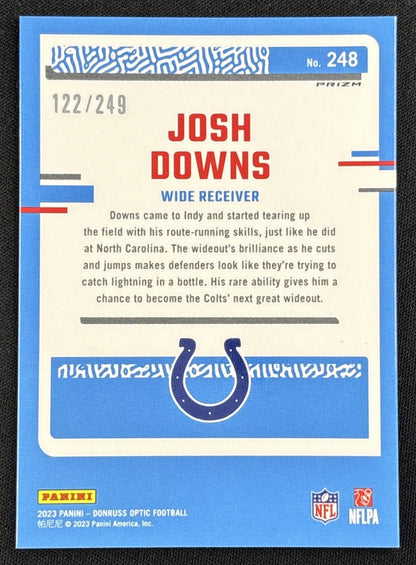Josh Downs 2023 Panini Donruss Optic Orange Prizm /249 Colts