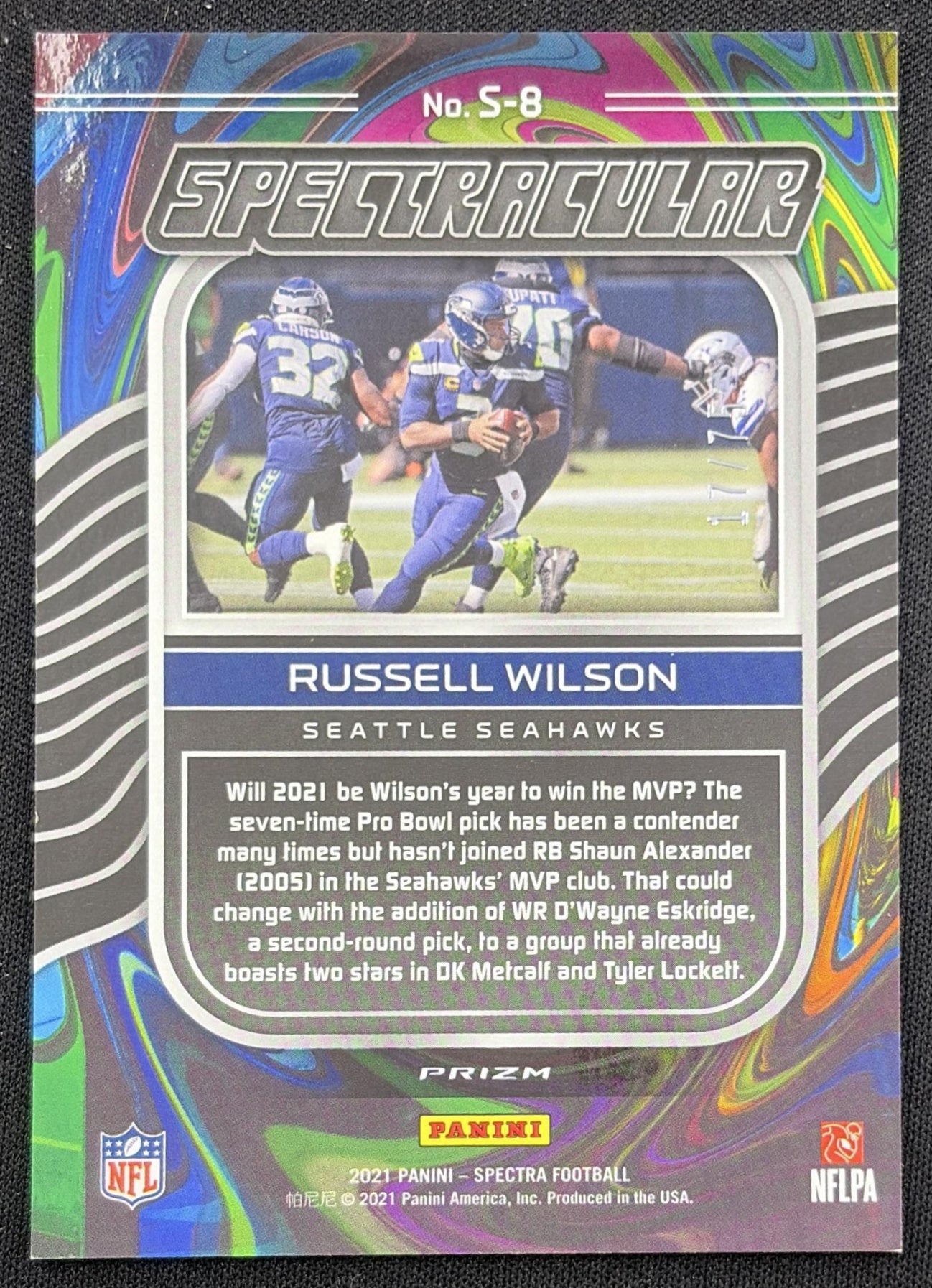 Russell Wilson 2021 Panini Spectra Spectracular Hyper /75 Seahawks Seattle Seahawks