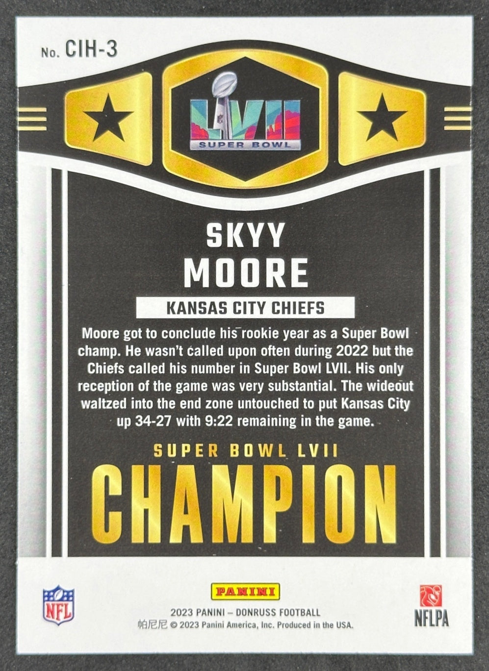 Skyy Moore 2023 Donruss Champ is Here Chiefs Sports Trading Card